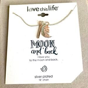 Love this Life Moon and Back Silver Plated Rose Gold Tone Charms Necklace